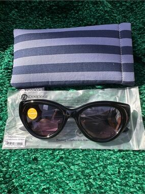 Peepers Sunday Scaries Polarized Sunglasses Black Oversized + Case UV400